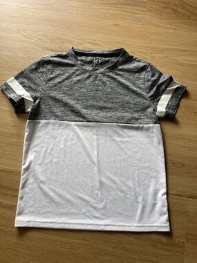 Ideology Kids Colorblock Tee in Gray Heather & White
